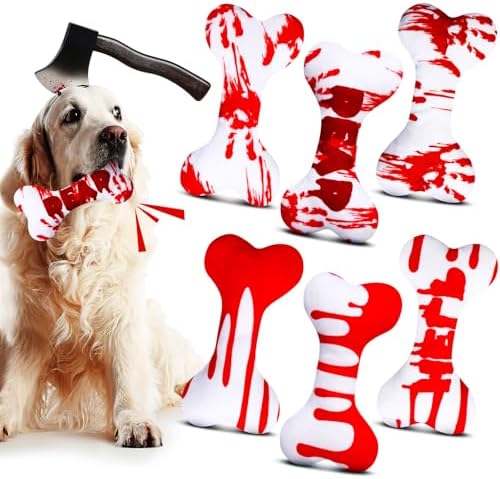 6 Pcs Halloween Dog Toys Bone Shaped Spooky Dog Chew Toys