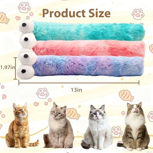 Cat Toys Pillows 3 Pack, Large 13” Cat Kicker Toys with Catnip Inside, Durable Interactive Cat Toys for Indoor Cats, Soft Kick Sticks for Exercise & Play
