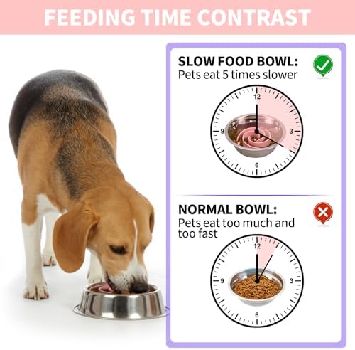 Slow Feeder Dog Bowls Insert, Bestalk Soft Silicone Slow Eating Feeder Insert with Suction Cups for Small, Medium and Large Dogs, Fit into Basic and Elevated Dog Bowls, Pink
