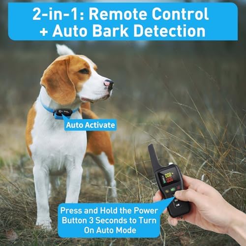 PetJoy Bark and Shock Collar Combo, Dog Bark Collar for Large Dogs, Auto Bark Collar with Remote (3 Dogs) - 3300 Ft Range, Remote and Automatic Modes 2 in 1