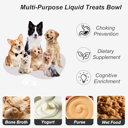 Slow Feeder Dog Bowls for Liquid Treats, Dog Licking Bowl with Rolling Ball, Entertained Ball Dog Lick Bowl, Promotes Hydration and Calm Licking, Large Capacity Dog Lick Bowl for All Breeds
