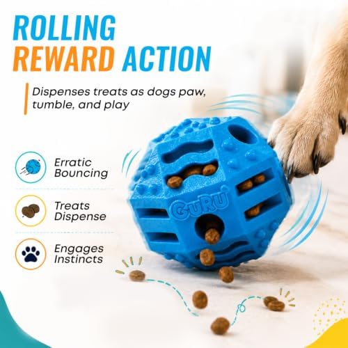 GURU Treat Station Interactive Dog Puzzle Toy - Treat Dispensing Enrichment Toy with Connecting Modules - Durable Chew Pro Rubber Mental Stimulation Toy for Large Dogs - Multi-Textured