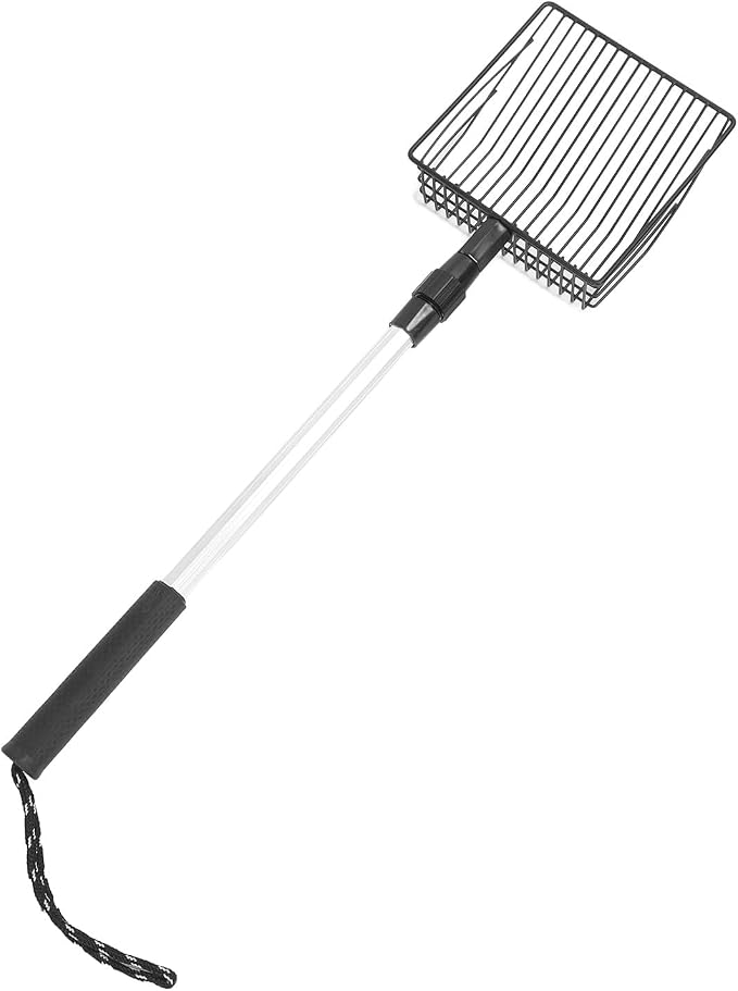 Qiilu Metal Poop Scoop Extendable Cat Litter Scoop Lightweight Versatile Fine Screen Long Handle Pooper Scooper Cat Poop Sifter Pet Supplies Cats Litter & Housebreaking Scoops (Model A 2 Section