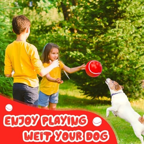 Banfeng Giant 8" Tennis Ball - Big Pet Toys, Interactive Dog Toy for Small to Large Dogs (Red, Medium)