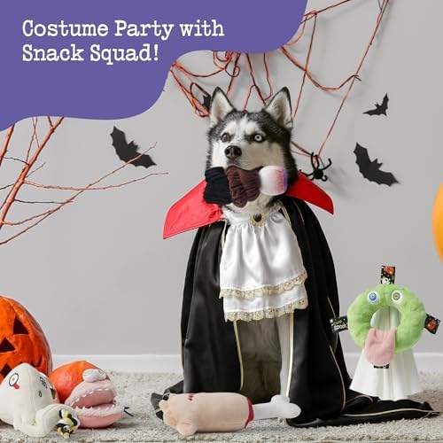 Fuzzwoof 4 Pack Halloween Dog Squeak Toys, Spooky Snacks Theme Puppy Toys with Squeaker and Crinkle Paper Plush Dog Interactive Toys for Fun & Teeth Cleaning