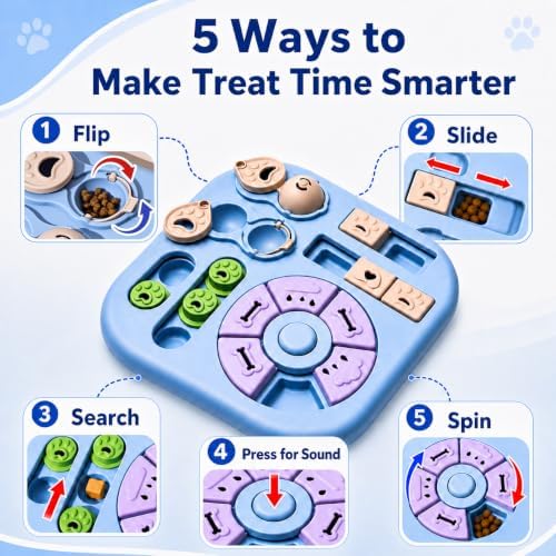 Dog Puzzle Toy, Interactive Treat Puzzle Feeder for Small and Medium Dogs