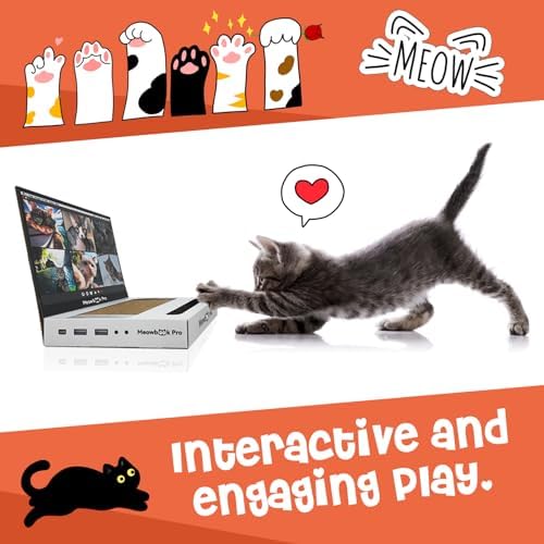 Cat Scratcher Laptop Cat Toy with 'Mouse' Jingle Ball, Stickers