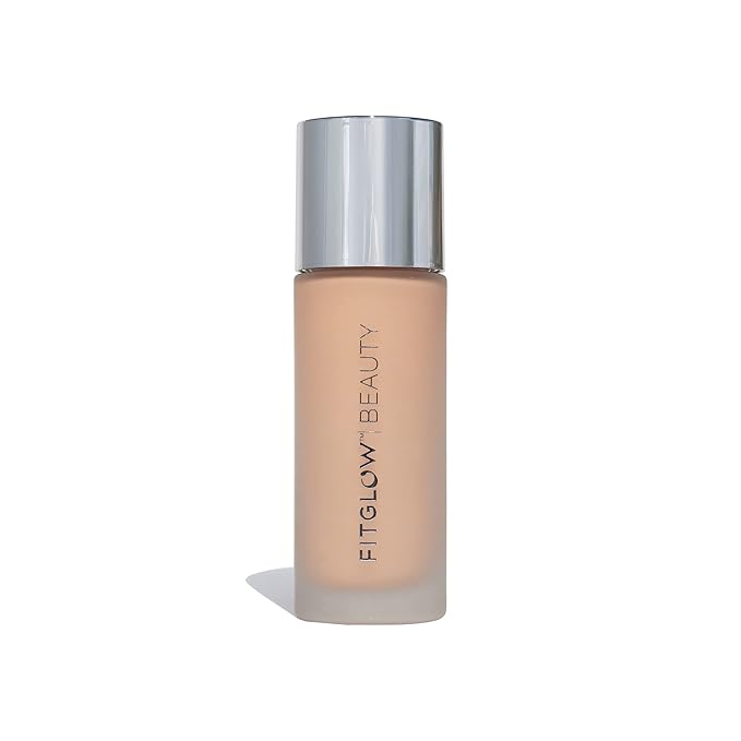 Fitglow Beauty Foundation+ | Vegan Skin-Treating Foundation with Peptides & Plant Collagen | Buildable Medium-Full Coverage, Natural Finish | Hydrating, Anti-Aging, Pore-Friendly | F3-30ml