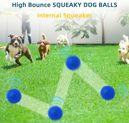 SHARLOVY 4.5'' Squeaky Dog Toy Balls for Large Breeds,Durable Spiky Ball