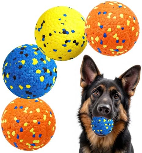 Kimee Dog Balls Tennis Balls for Aggressive Chewers, ETPU Balls 4 Pcs 2.75"