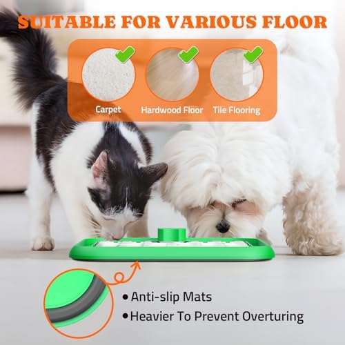 Pawtners Stainless Steel Large Lick Mat for Dogs, 2 Pack, Green