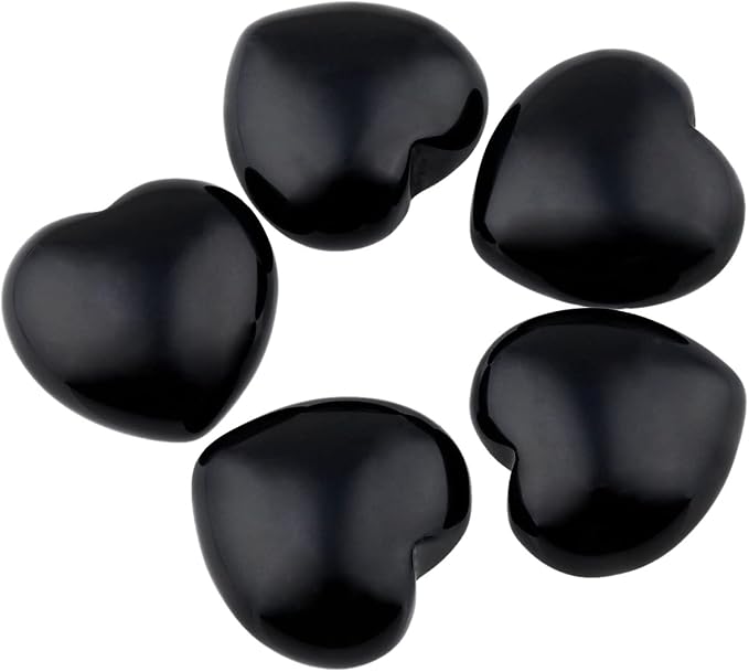 SUNYIK Assorted Crystal Stone Carved Puff Heart Pocket Stone Set, Healing Palm Crystal Set for Christmas, Pack of 8(1'')