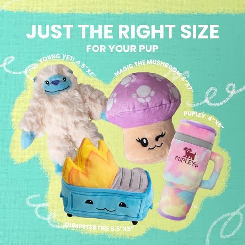 Snugarooz Plush & Crinkle Carnival Bundle for Medium Breeds – Magic the Mushroom, Dumpster Fire, Young Yeti & Pupley – Soft, Squeaky & Sensory Toy Play Pack