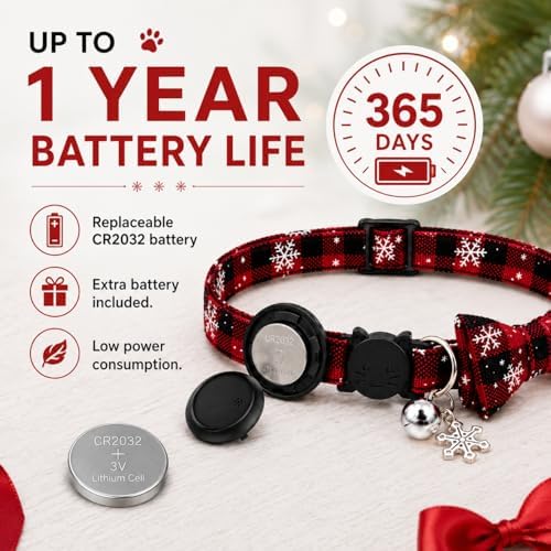 Cat Tracker GPS for Android, Pet GPS Tracker Collar for Cats No Subscription, IP67 Waterproof Cat Collar with Tracker Compatible with Google Find Hub – Replaceable 1-Year Battery, Android Only (Red)