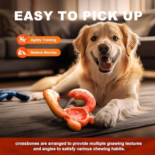 Dog Chew Toys for Aggressive Chewers – Tough Indestructible Dog Toy for Large Dogs, Durable Long-Lasting Chew Bones, Heavy Duty Interactive Dog Toys to Keep Dogs Busy & Relieve Boredom