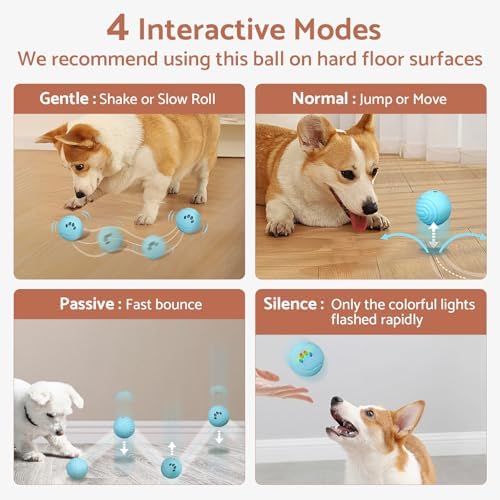 Interactive Dog Toys, [2026 Latest] Smart Dog Balls, 4 Movement Modes, Durable TPU Material, Motion Activated Automatic Moving Rolling Ball for Small/Medium/Large Dogs