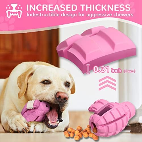 Dog Toys for Aggressive Chewers Large Breed, Fun to Chew (Pink)