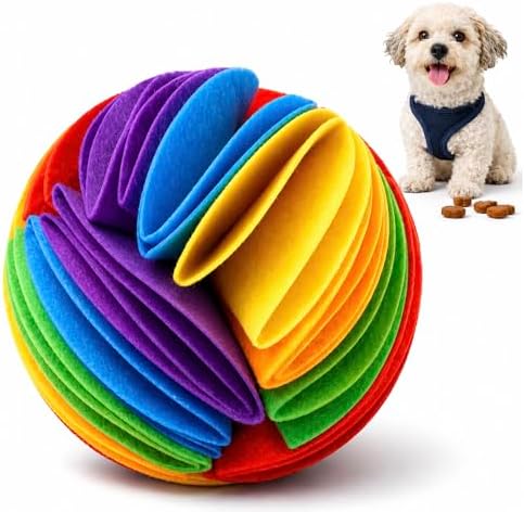 USA Foldable Dog Treat Puzzle Ball Durable Felt Foraging Ball for Keeping Dogs Busy, Slow Feeding, Mental Stimulation, Enrichment, Boredom Relief