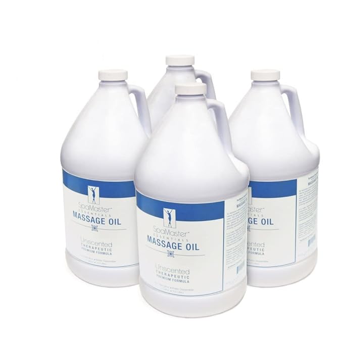 Master Massage - Organic, Unscented, Vitamin-Rich and Water-Soluble Massage Oil - 4 Gallon Bottle Per Pack