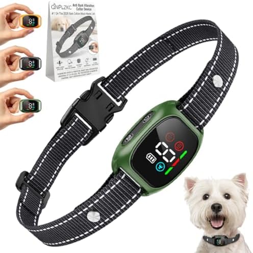 Anti Bark Vibration Collar Device for Large Medium Small Dogs 6-150lbs Smart Ai Automatic Puppy Dog Beep No Shock Barking Training Collars Rechargeable IP67 Waterproof Adjustable 8 Sensitivity