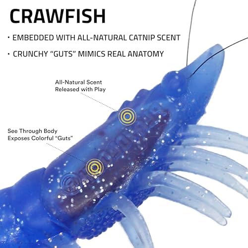 Playology Cat Toys - Catnip Infused Crawfish - Indoor Chase Toy, 4-Pack