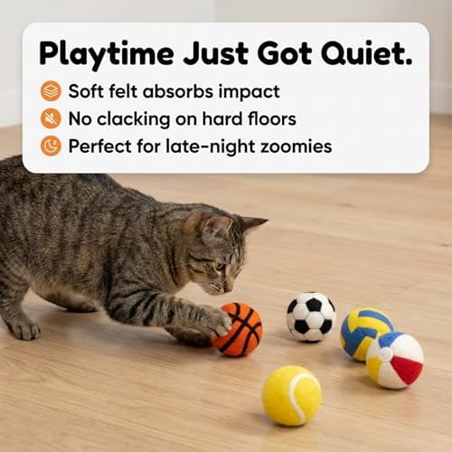 Glaciart One Catnip Sports Wool Balls for Cats, 5 Pack Toys