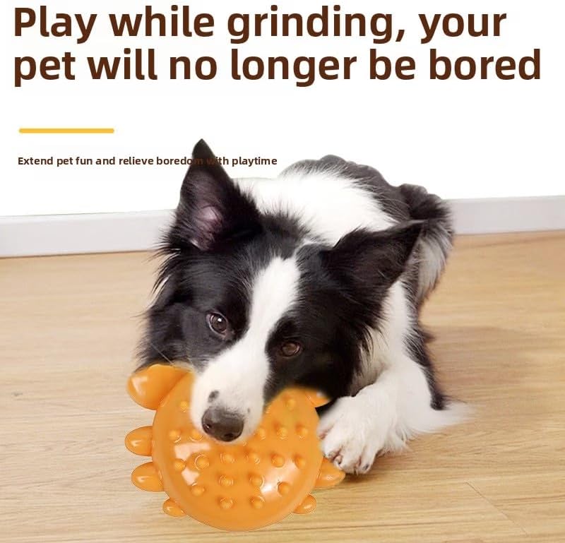Squeaky Crab Dog Chew Toy, Orange, TPR Material, Interactive Teeth Cleaning Ball for Puppies and Dogs, Boredom Relief, 3.94 Inch (Orange)