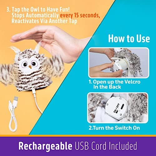 Kimee Cat Toy Automatic Chirping Owl Interactive Toys with Catnip