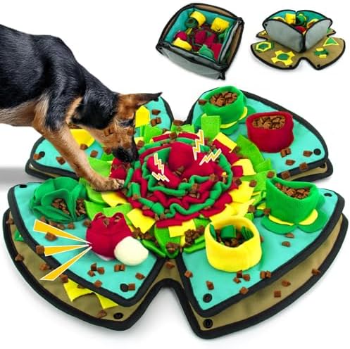 AWOOF Snuffle Mat for Dogs,19" x 19" Interactive Dog Puzzle Toys Encourages Natural Foraging Skills,Durable Dog Feeding Mat for Boredom and Mental Stimulation for Large, Medium and Small Dogs