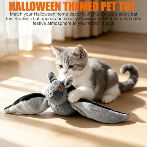 Flying Bat Toy for Dogs & Cats, Flapping Wings Cute Bat, USB Rechargeable