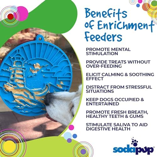 SodaPup Lighthouse eMat – Durable Enrichment Feeder with Suction Cups Made in USA from Non-Toxic, Pet-Safe, Food Safe Rubber for Mental Stimulation, Avoiding Overfeeding, Calming, & More
