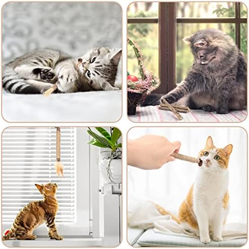 Bissap 10 PCS Silvervine Chew Sticks for Cats, Catnip Chew Sticks Cat Toys for Indoor Cat Kitten Teeth Grinding Interactive Feather Toys for Aggressive Chewers Dental Care