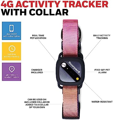 Honeywell Pet Activity Tracker with GPS for Dogs, Gradient- Use Your Collar or Included One-Size-Fits-All Collar- Geo-Fencing, Find-My-Pet Alarm, and Review History- Perfect Dog Fitness Tracker