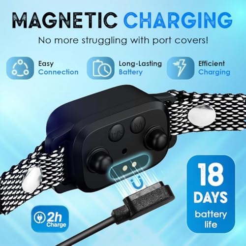 Bark Collar for Small Dogs 8-40 Ibs - No Shock Anti Barking Collar with Al Chip - 3 Modes & 5 Sensitivity Levels - Waterproof, Rechargeable, Magnetic Charging - Humane, Effective Training (Black)