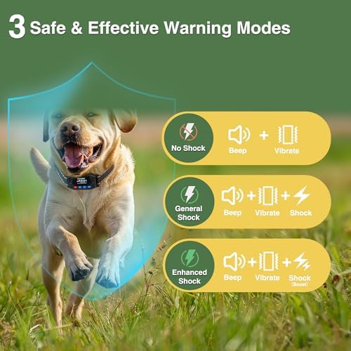 PATPET Wireless GPS Dog Fence, 9999 Yard Radius Electric Fence System, 3 Training Modes, IP67 Waterproof Collar for Medium & Large Dogs