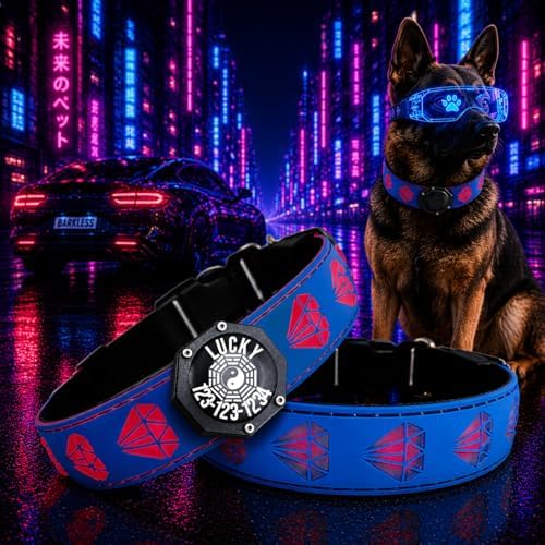 Light Up Glow Dog Collar with AirTag Holder, 15 Color Modes,