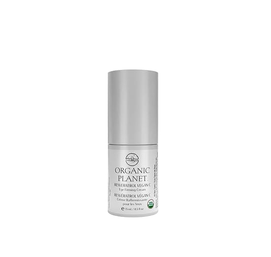Resveratrol Vegan C Eye Firming Cream – USDA Certified Organic Anti-Aging Under Eye Treatment for Wrinkles & Dark Circles – Plant-Based Brightening & Lifting – 0.5 Fl Oz