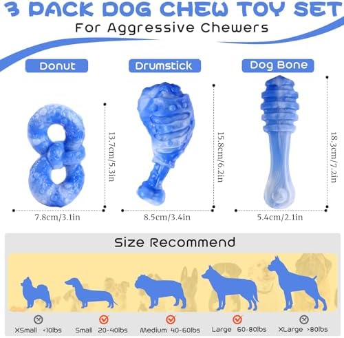 WinTour Dog Chew Toys for Aggressive Chewers, Tough Toys for 30-80lbs Dogs