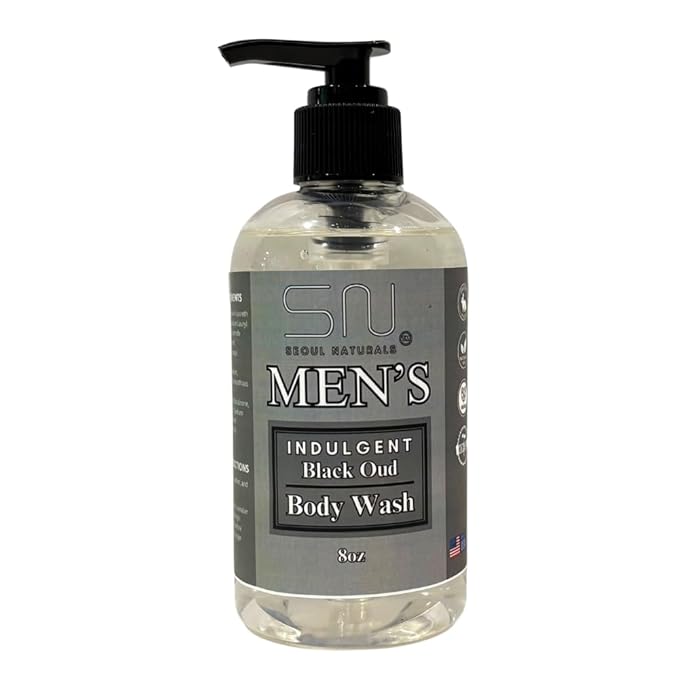 Seoul Naturals Men's Body Wash, Indulgent Black Oud Scent, k beauty, 8 oz