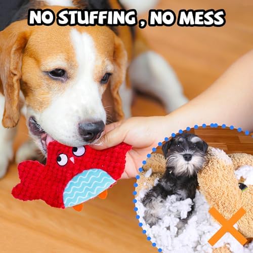 Squeaky No Stuffing Dog Toys 10 Pcs,Crinkle Dog Toys for Small Medium Breed