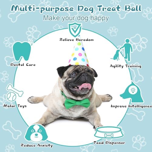Dog Puzzle Ball Toy, Interactive Dog Toys Ball for Treat Dispensing, Dogs Treat Ball for Teeth Cleaning/Slow Feeder/IQ Training/Playing, TPU Chew Toys for Medium/Large Dogs (Green)