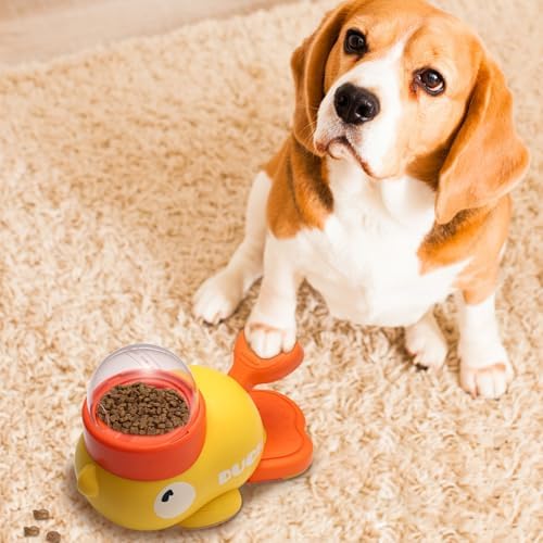 2-in-1 Interactive Dog Slow Feeder, Puzzle Toy Duck Shaped Design for Small Medium Dogs Promotes Training Reduces Bloating Anti Gulping Dog Treat Dispenser Toy