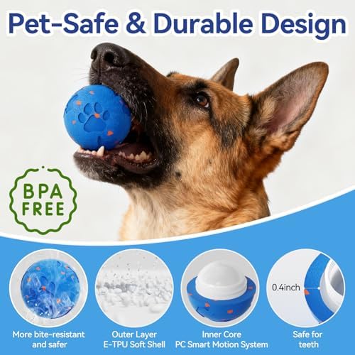Interactive Dog Toy Ball, Smart Automatic Moving Dog Toy for Medium Large
