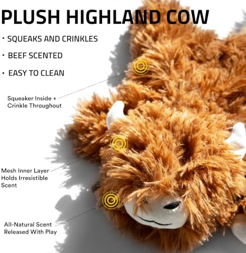 Playology Plush Cow Chew Toy for Large Dogs - Jumbo, Beef Scent