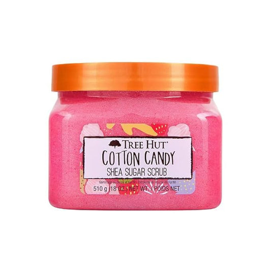Tree Hut Cotton Candy Shea Sugar Scrub, Exfoliating, Hydrating & Moisturizing Body Scrub with Shea Butter & Nourishing Essential Oils, Smooth & Soften Skin, 18 oz