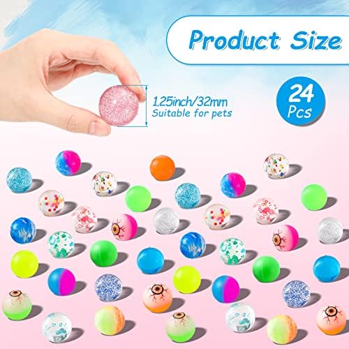 Cindeer 24 Pack 1.25 Inch Cat Bouncy Balls Interactive Cat Ball