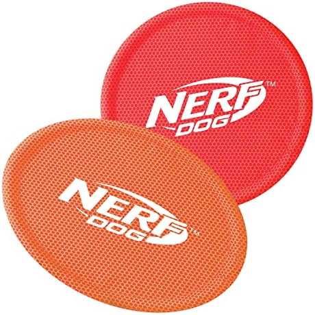 Nerf Dog Nylon Flyer Dog Toy, Flying Disc,Lightweight,Durable & Water Resistant,Great for Beach & Pool,9 in Diameter,for Medium/Large Breeds,2 Count,Orange & Red (8959), 9 in Nylon Flyer (Pack of 12)