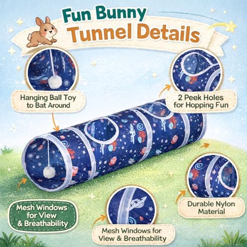 Mechpia Rabbit Toys, Large Bunny Hideout Tunnel and Tube for Rabbit Guinea Pig Chinchilla Ferret Rat
