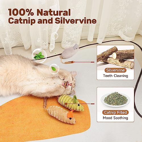 Potaroma Cat Toys: 3pcs Squeak Mice Interactive Catnip Silvervine Animals