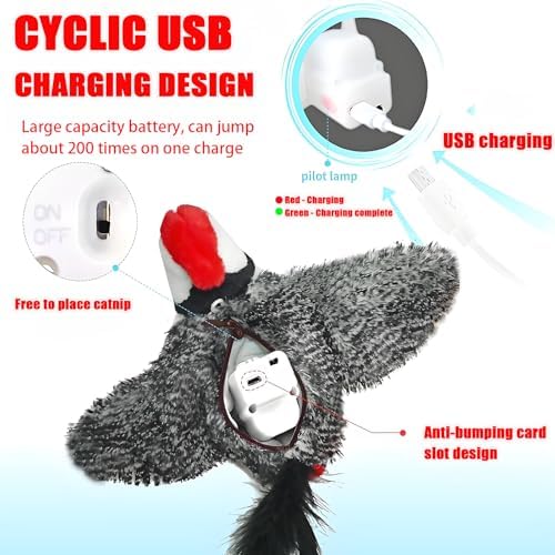 Yewmow Interactive Chirping Cat Toy,Flapping Wings Sound Toy